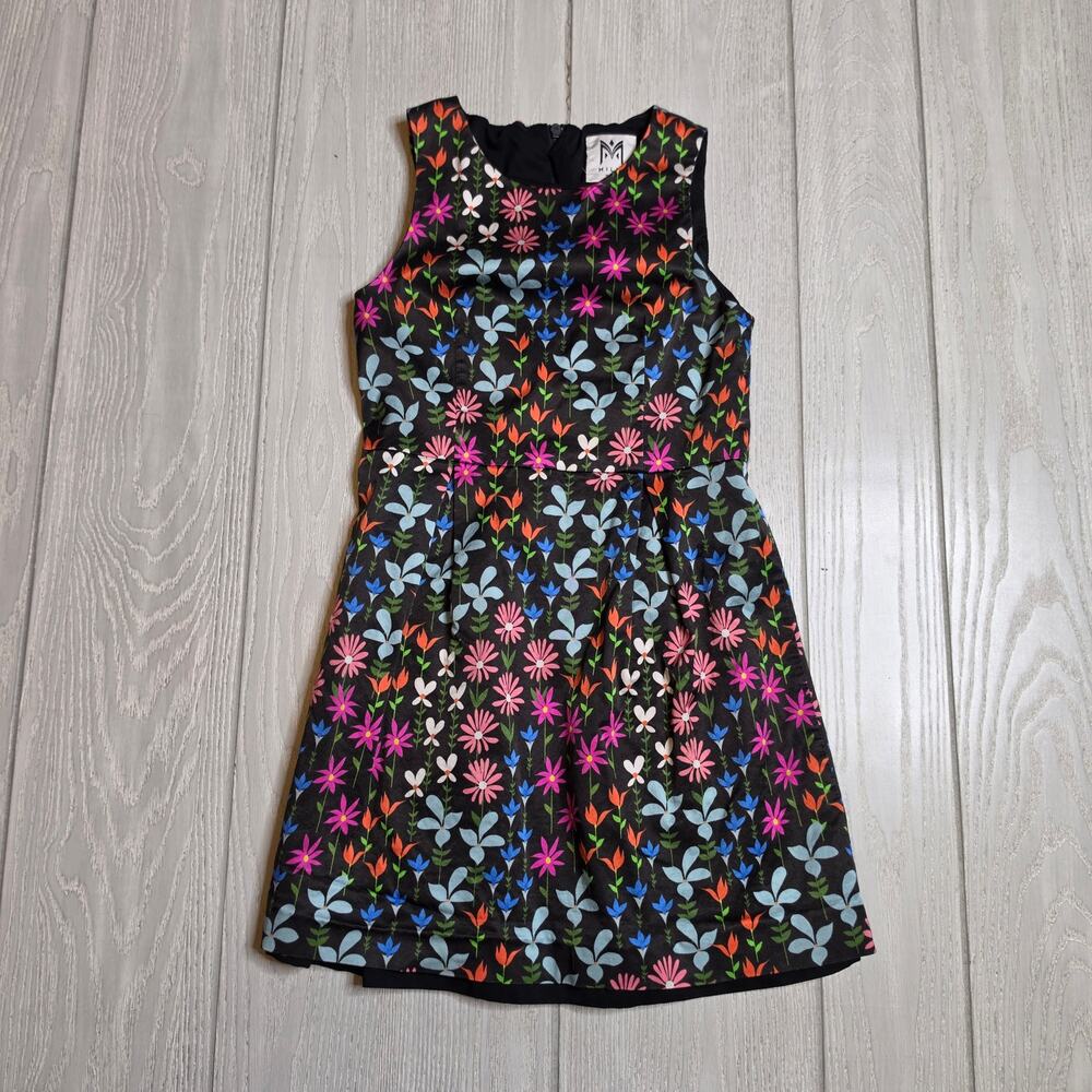 Milly Minis Girl's Black Floral Sleeveless Sheath Dress Size 10